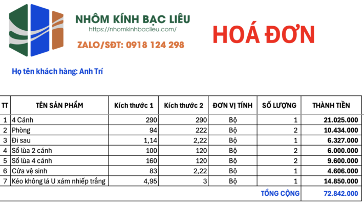 báo giá - anh Trí